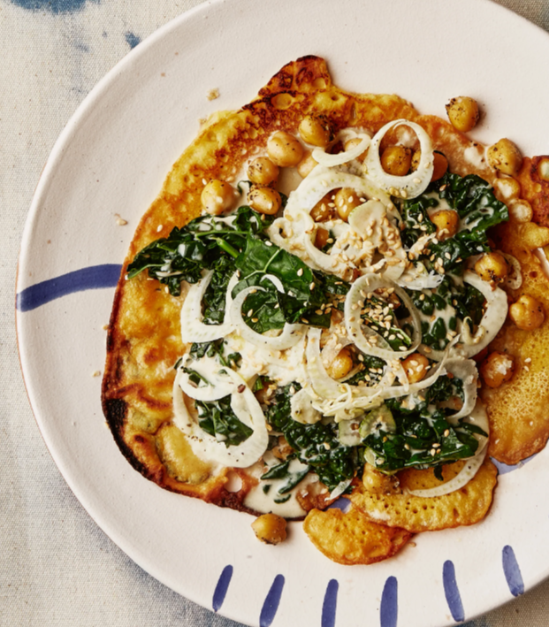Chickpea Pancakes with Kale & Fennel