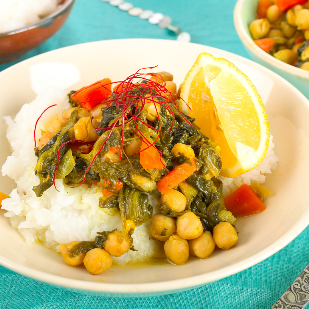 Tatsoi & Chickpea Coconut curry