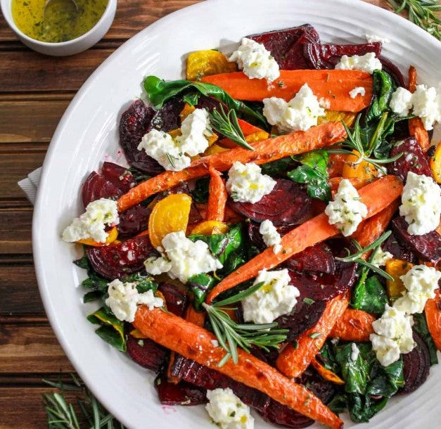 Roasted Carrot & Beetroot Salad with Creamed Feta