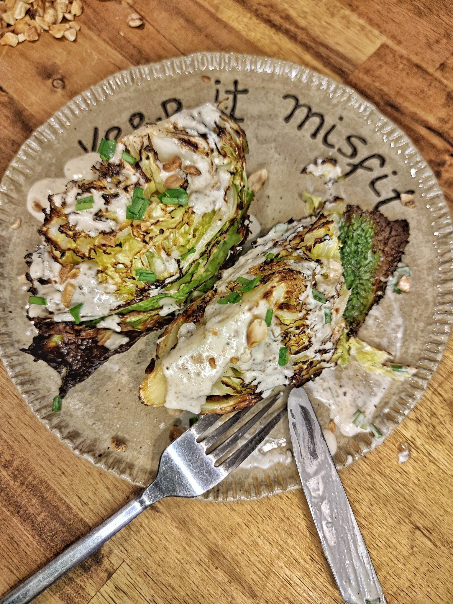 Roasted Cabbage with Tahini Dressing