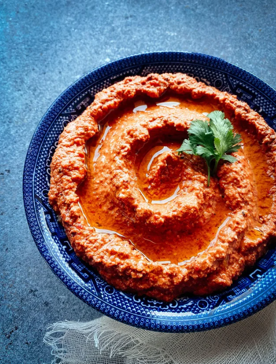 Easy Muhammara (Spicy Red Pepper & Walnut Dip)