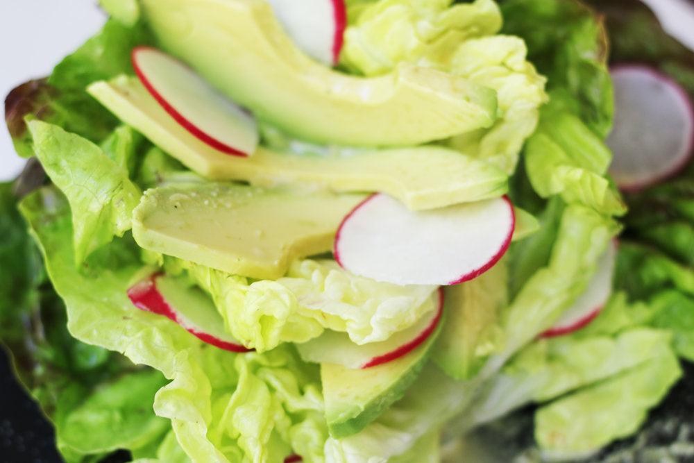 Lettuce, Avocado & Radish Salad with Honey Mustard Dressing